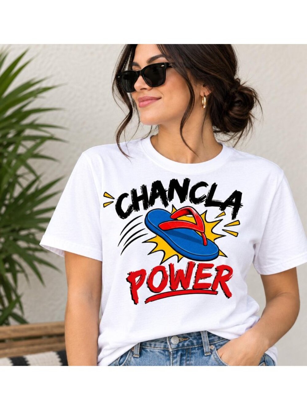 Chancla Power Shirt, Funny Spanglish Graphic Tee for Latinas